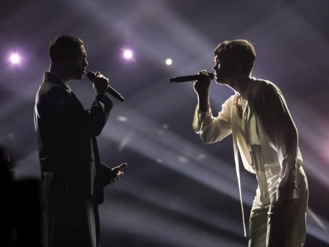 Mahmood e Blanco durante le prove dell'Eurovision 2022 Torino