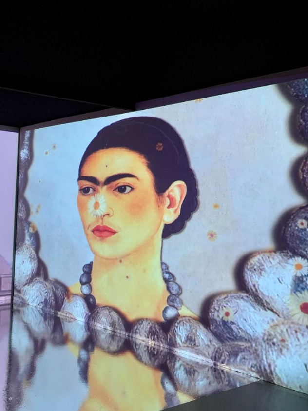 Autoritratto Frida Kahlo proiettato su video Mondovicino